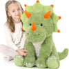 Tezituor 24inches Green Dinosaur Stuffed Animals Large Stuffed Dinosaur Triceratops Plush Toys Hugging Soft Dino Plush Pillow for Kids mature-themed