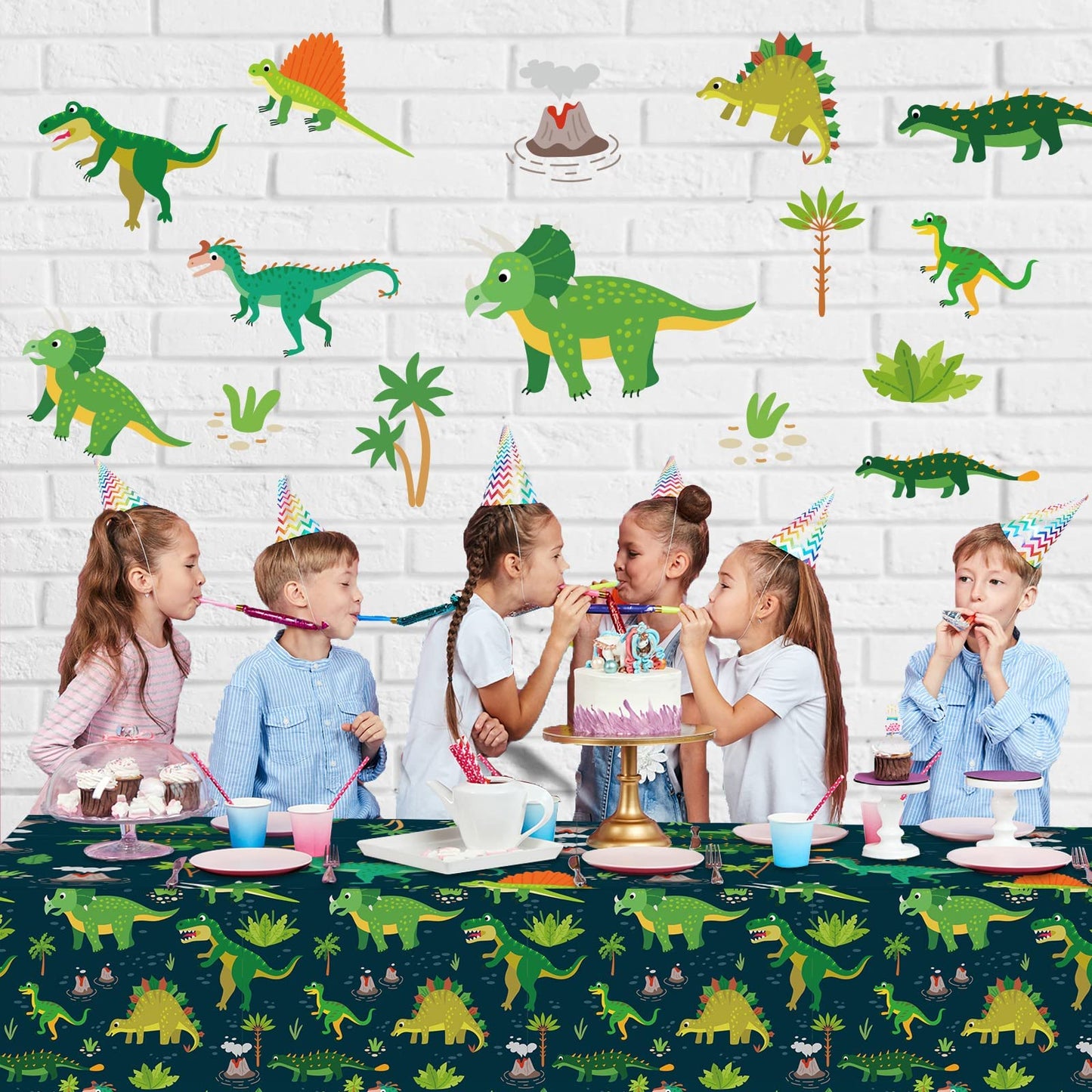 3 Pieces Dinosaur Plastic Tablecloth Dinosaur Birthday Party Plastic Table Covers For Boy Birthday Baby Shower Party Decorations Supplies 54X108Inch