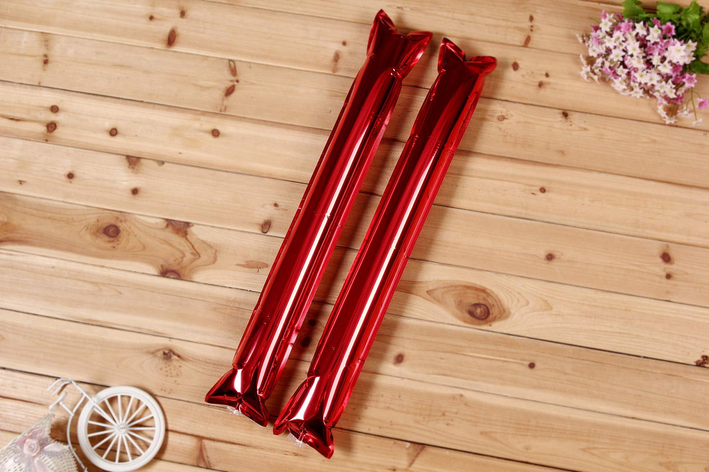 Hooshing 40Pcs Metallic Red Bam Bam Thunder Sticks Inflatable Noisemakers Cheerleading Plastic Clap Hands Outfit For Cheering Pa