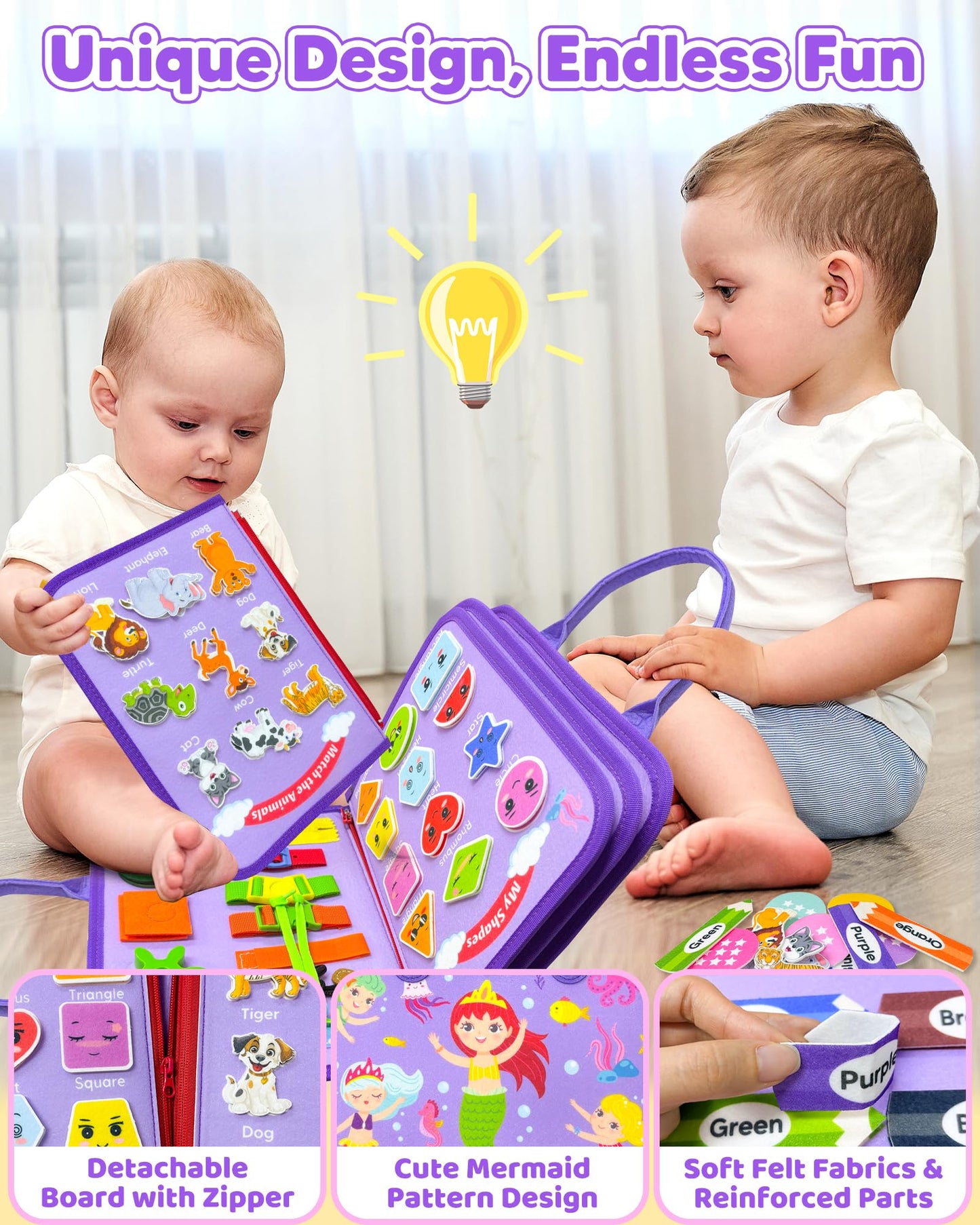 Walenty Toddler Busy Board Montessori Toys For 1 2 3 4 Year Old Girl Boy Birthday Gifts, Busy Book Sensory Learning Toys For Tod