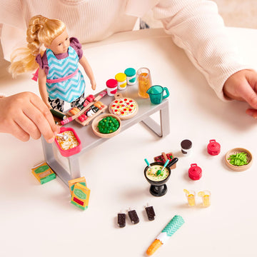 Lori - Play Food for Mini Dolls - Cooking Accessories for 6-Inch Dolls - Pizza, Sushi, Dessert - Dollhouse Set for Kids - 3 Year