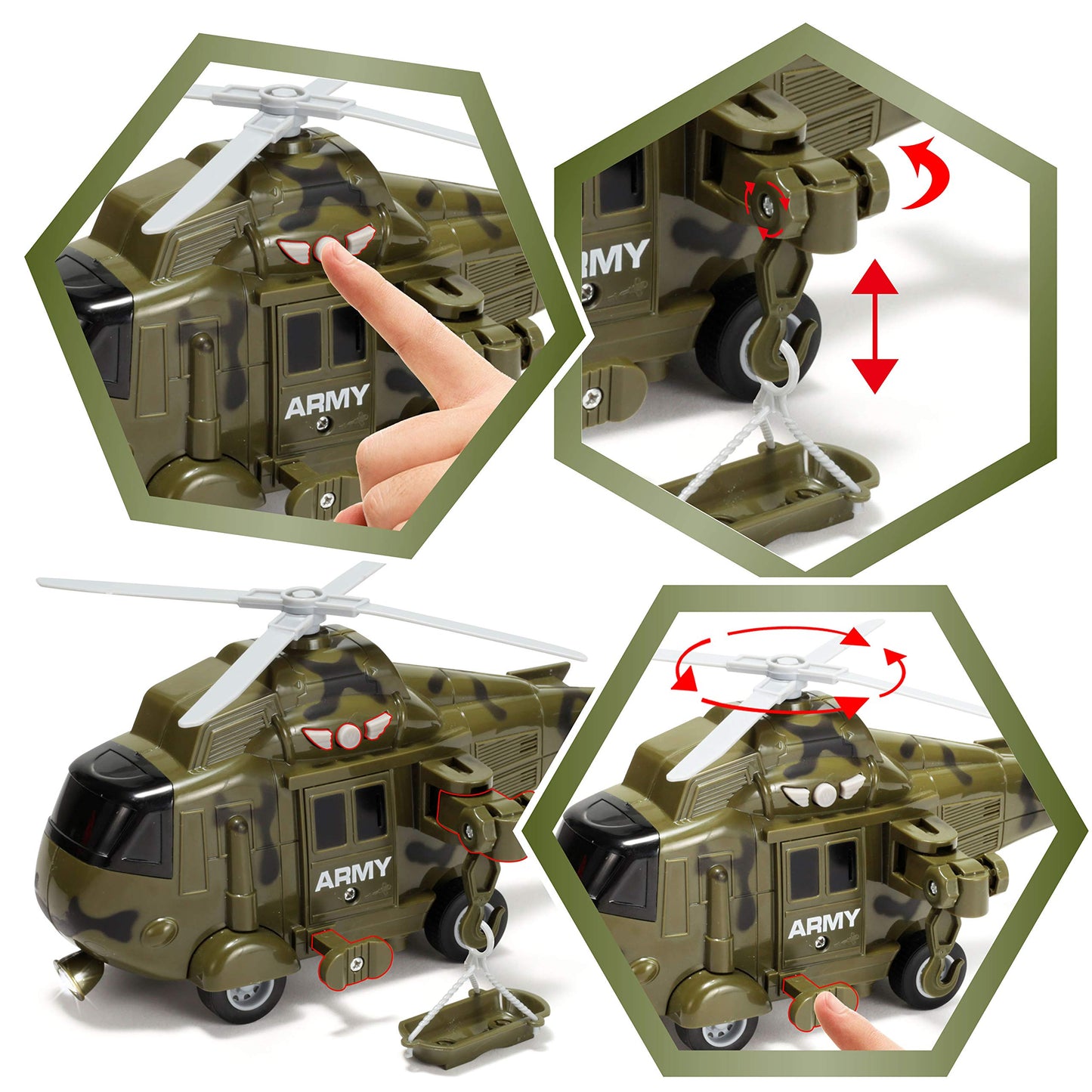 Joyin 3 In 1 Friction Powered Siren Army Vehicle Toy With Action Figures - Military Truck, Helicopter And Tank Toy With Light And Sound Siren For Imaginative Play, For Kids