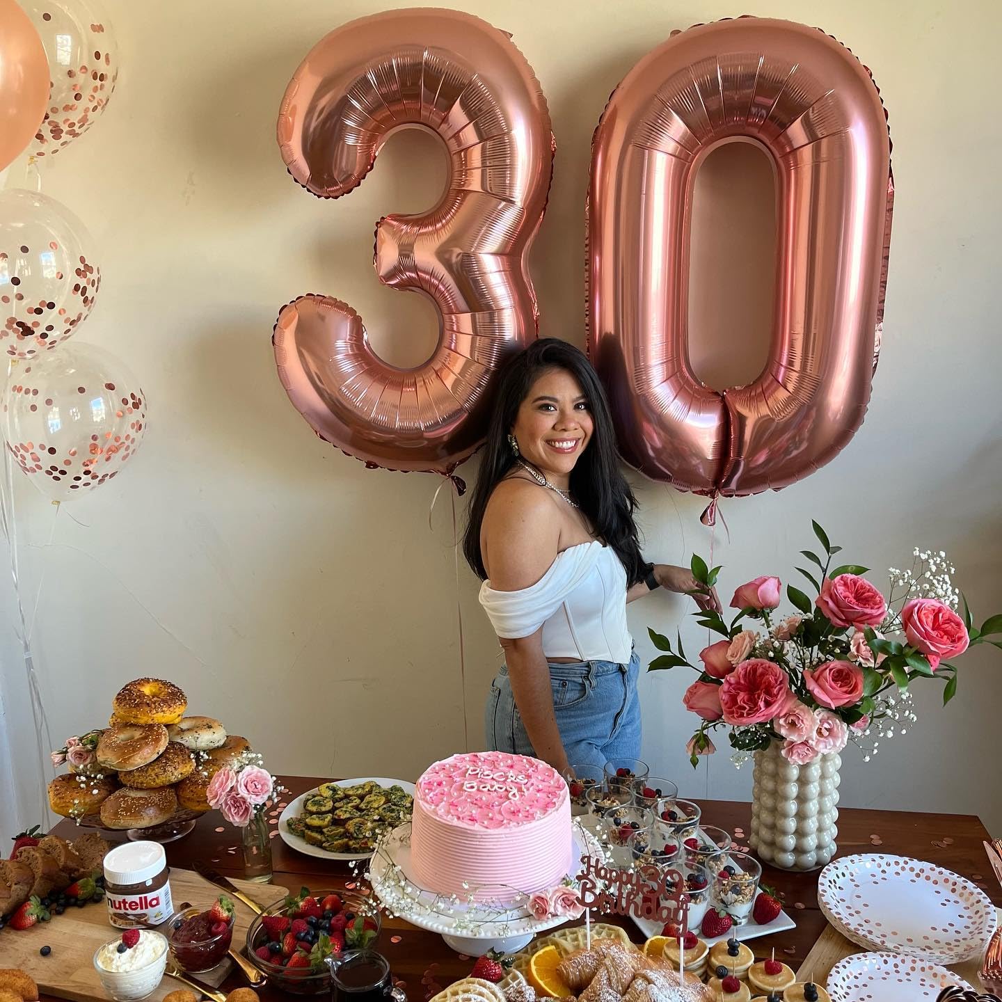 30 Balloon Number, Rose Gold Number 30Th Birthday Balloons 40 Inch, 30 Years Old Rose Gold Birthday Decorations For Men Women, 3