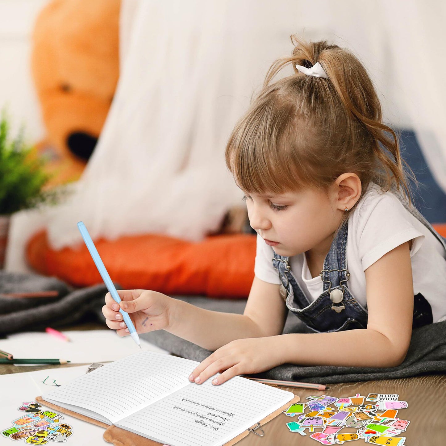 Gift Kit for Girls, Diary with Lock and Key,Boba Tea Plush Journal for Teen Girls,fuzzy diary for girls,Kawaii Birthday Gift Set