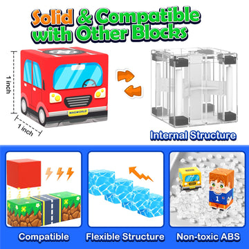 100PCS Magnetic Blocks - Build Mine Magnet World Road Set, Magnet Building Blocks Toddler Toys Creative Kids Games, STEM Sensory