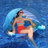 LAYCOL mature-themed Inflatable Pool Chair with Canopy Ergonomic Headrest Cup Holder Blue 47.5 x 37.5 x 27.5