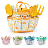 Grenebo Kids Gardening Set - Metal Tools, Garden Hat, Gloves, Watering Can - E-Yellow