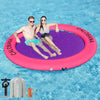 CALOBANA 8ft Round Inflatable Water Hammock - Heavy Duty Floating Dock, Pink and Purple, Ideal for Parties and Tanning