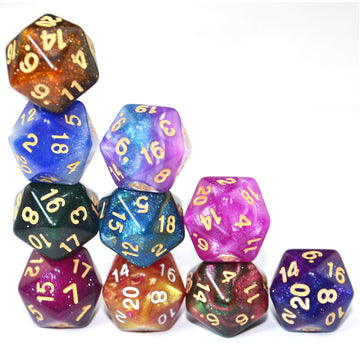 SmartDealsPro 10-Pack 20 Sided Dice D20 Polyhedral Dice for DND RPG MTG Table Game (Color 3)