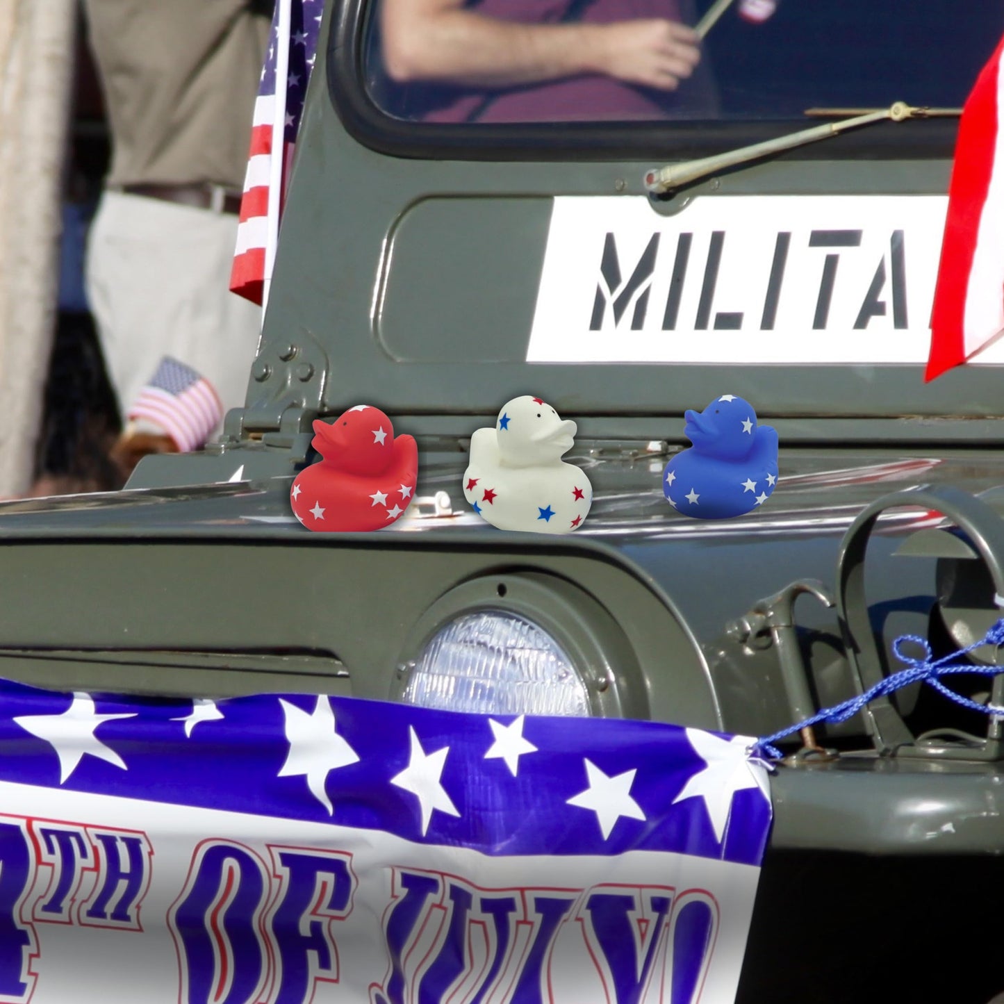 4E'S Novelty Patriotic Rubber Ducks (24 Pack) Bulk 2'' - 4Th Of July Party Favors, Patriotic Party Supplies Gifts Toys For Kids