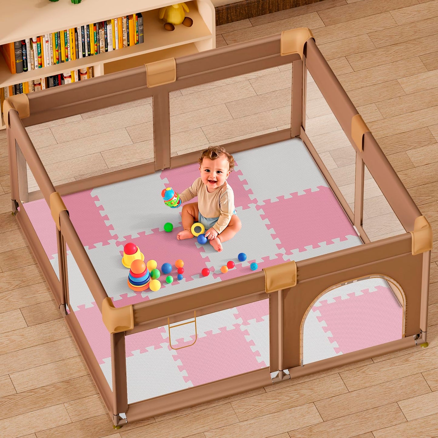16Pcs Baby Play Mat for Floor, Foam Floor Tiles for Kids with Interlocking, Squares Foam Puzzle Carpet for Playroom, Crawling Ru