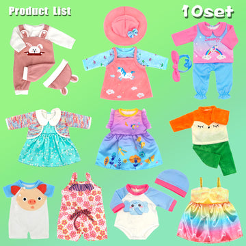 10 Sets Baby Doll Clothes And Accessories Fit For 14-16 Inch Baby Dolls,43 Cm New Born Baby Dolls,15 Inch Dolls,18 Inch Dolls (Doll Is Not Included)