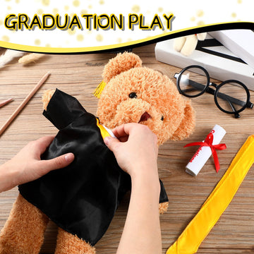 Civaner Graduation Bear Clothes Graduation Hat with Yellow Tassel Diploma Gown Outfit Plush Toy Gown Clothes Accessories Fits Mo