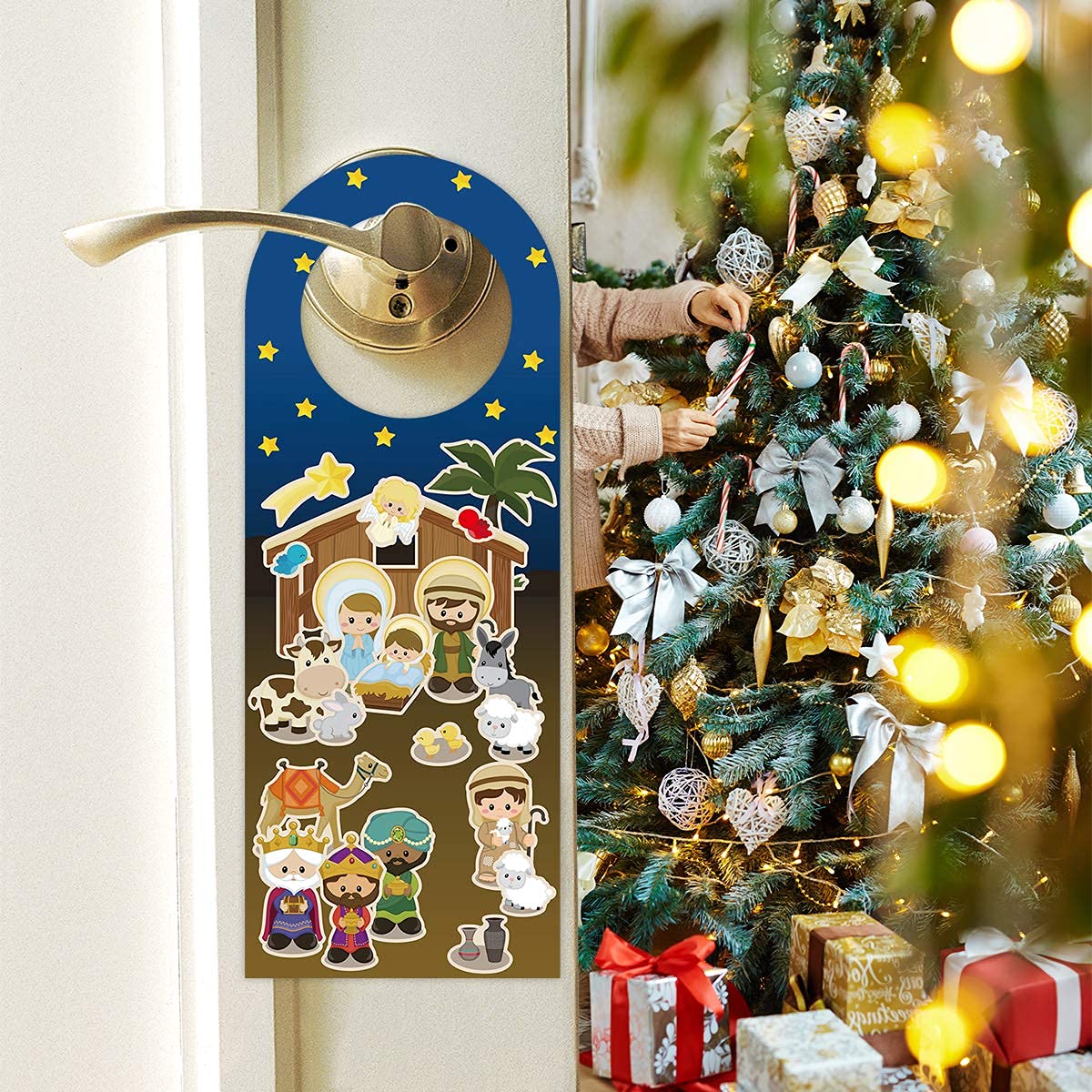 Ceiba Tree Nativity Stickers Make A Nativity Scene Sticker Door Nob Hangers For Vbs Classroom Craft Kit Christmas Ornament Holid