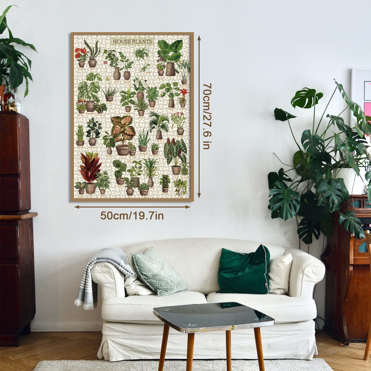 Vintage Houseplant Puzzle 1000 Pieces For Adult, Botany Succulent House Plant Puzzle, 39 Common Indoor Plants Jigsaw Puzzles