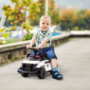 Aosom Kids Push Ride On Car, Police Truck Style, White, 24.5" x 11.5" x 17", Under-Seat Storage, for Ages 18 Months to