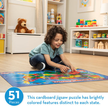 Melissa & Doug USA Map Floor Puzzle - 51 Pieces (2 x 3 feet) - FSC Certified
