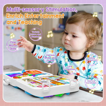 ToddlerCley Musical Toy for 1 Year Old - Light & Music, Montessori Learning, 9x9.5x3.2, Blue, Model BYB-N-001