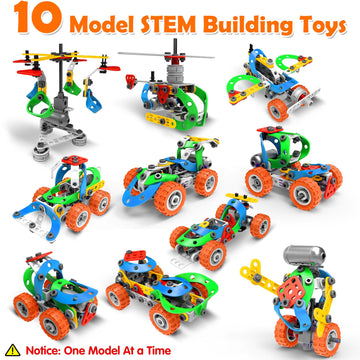 Stem Toys For Boys Kids Gift: 10 In 1 Electric Building Toys For 5 6 7 8 9 10 Year Old Birthday Gifts - Educational Construction