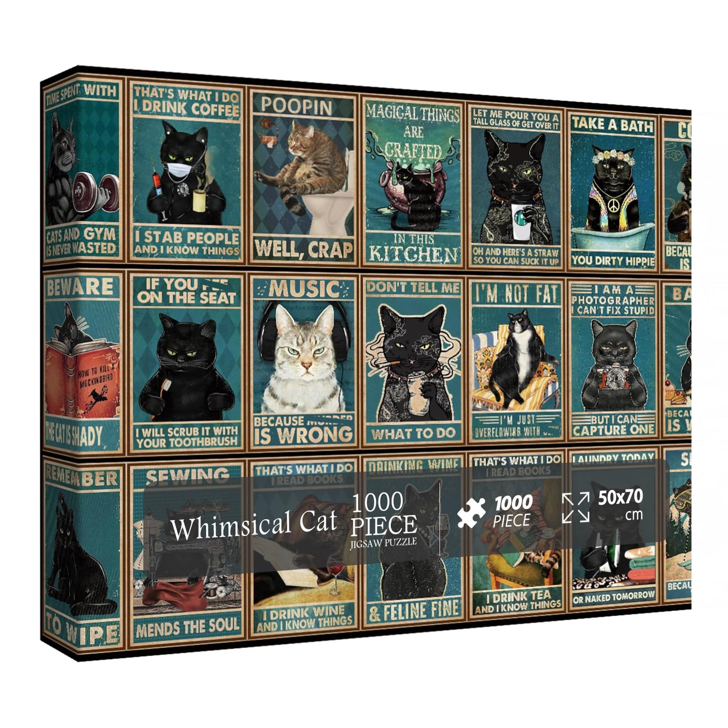 Cat Puzzle For Adult 1000 Piece, Kitty Kitten Collage Puzzles 1000 Pieces, Jigsaw Puzzles With Animals 1000 Piece For Adult