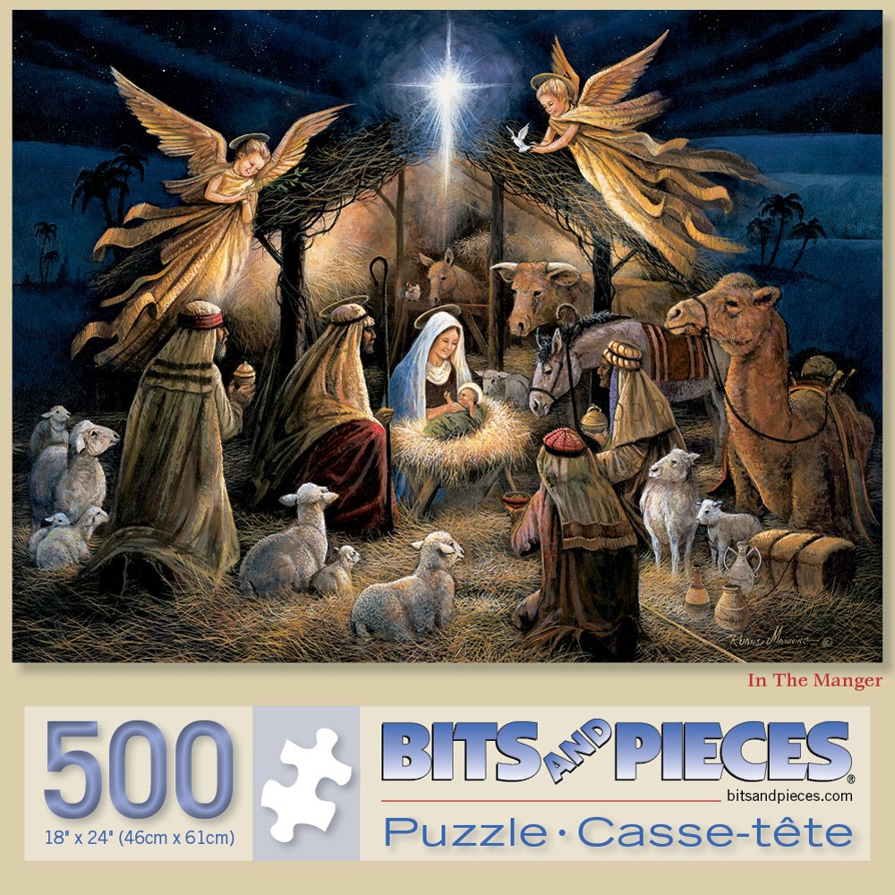 Bits And Pieces – Value Set Of Three 500 Piece Jigsaw Puzzles For Adults – Noah'S Ark, Last Supper, In The Manger - Religious Scenes Jigsaw Puzzles By Artist Ruane Manning