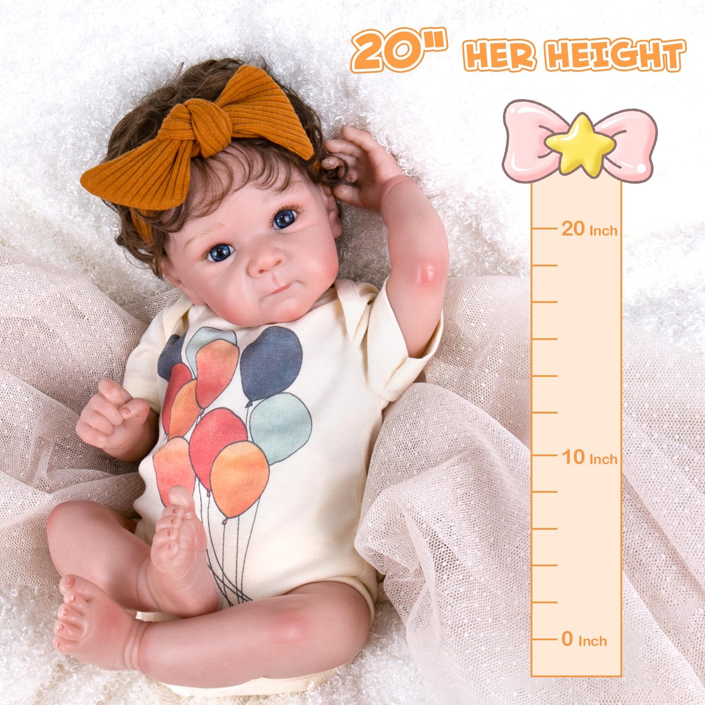 Aori Lifelike Reborn Baby Doll - 20" Realistic Newborn Girl in Beige, Soft Vinyl Head, Gift Box Set for Kids 3+