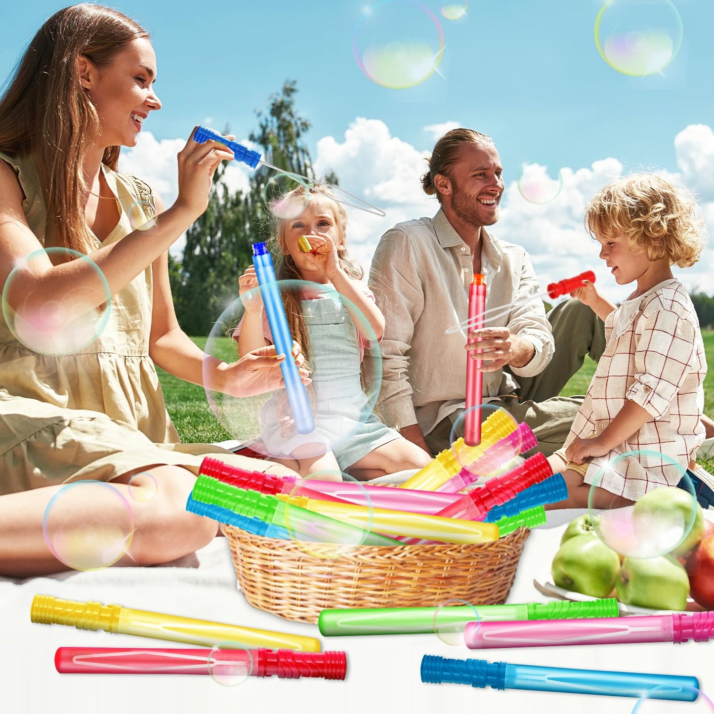 Shylizard 24Pcs Bubble Wands For Party Favor, 15Inches Bulk Bubble Wand For Kids, Bubble Maker For Birthday,Wedding, Party Favor