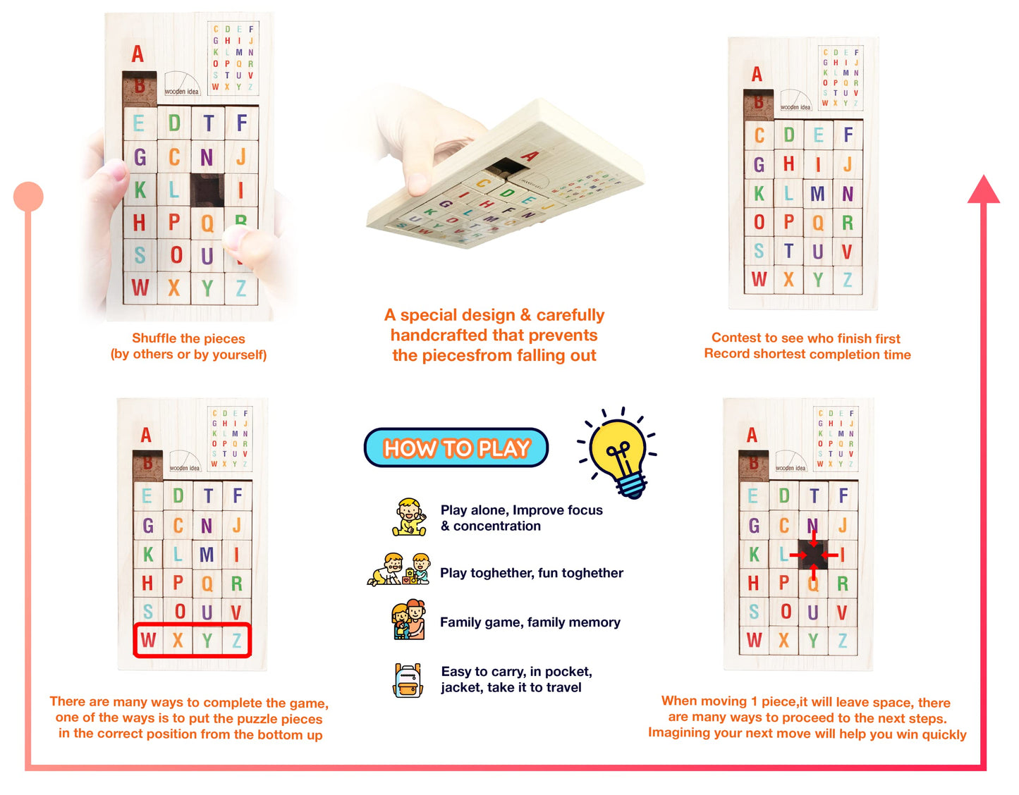 Wooden slide puzzles block (English alphabet)