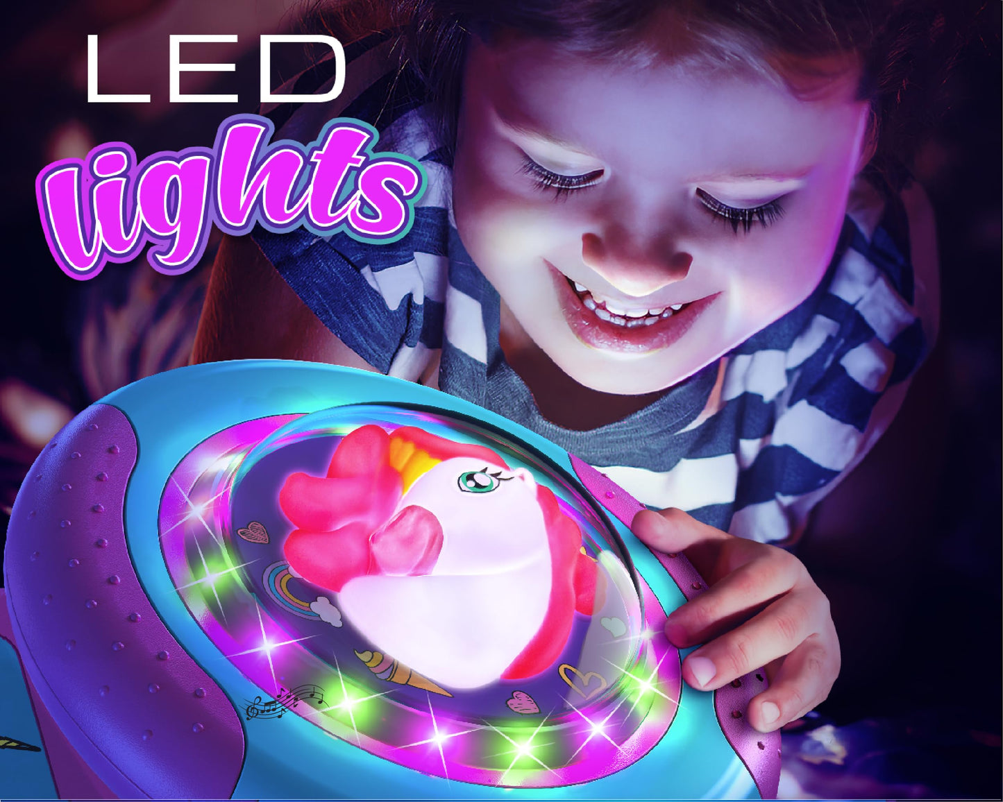 MindSprout Light-Up Unicorn Twister - 360° Spin Toy with LED Lights & Music for Toddlers Age 2+, Perfect Birthday Gift for Kids