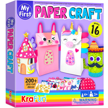 KRAFUN Unicorn Bunny Paper Craft Kit for Ages 3-8, 18 DIY Projects, Girly Paper Crafts