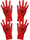 Geyoga 2 Pairs Spider Web Gloves Halloween Spider Gloves Red And Black For Halloween Masquerade Homecoming Cosplay (Child)
