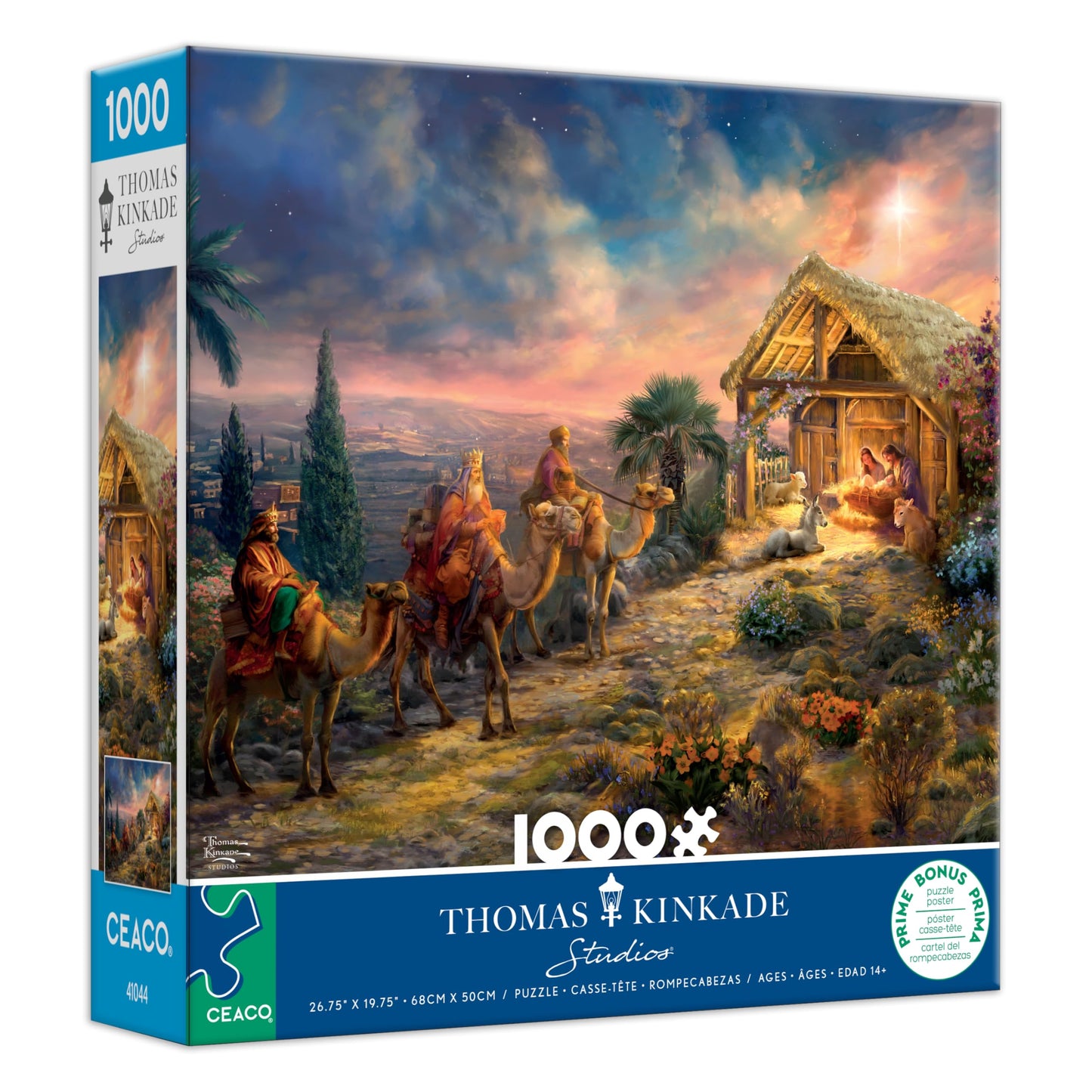 Ceaco - Thomas Kinkade - Away in a Manger - 1000 Piece Puzzle for Adults - Challenging and Perfect for Game Nights - Finished Pu