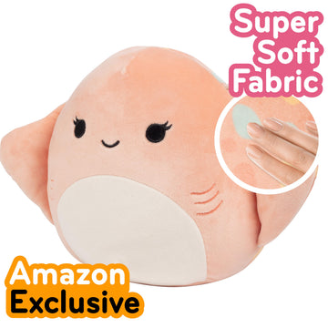 Squishmallows Original 8-Inch Ludovica The Stingray Plush Toy - Pink Soft Polyester Stuffed Animal for Kids, Girls & Boys
