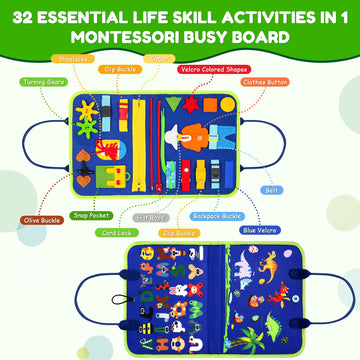 Toddler Busy Board Montessori Toys For 1 2 3 4 Year Old Boy Girl Birthday Gift, Sensory Toys For Toddlers Age1-3, Toddler Travel