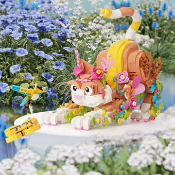 Jojo&Peach Creator 3 In 1 Flower And Cat Animal Toy Building Set, Creative Easter Gifts Toys For Kids & Adults, Boys & Girls Age