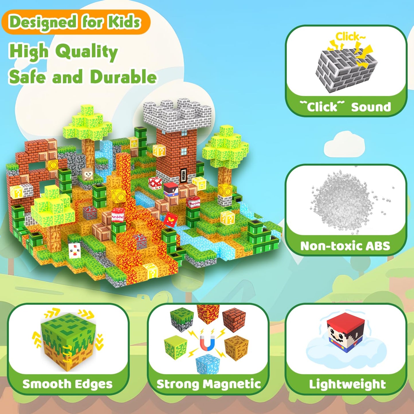 Magnetic Blocks Building Toys for Kids, 48 PCS Magnetic Blocks for Kids Ages 4-8, 1 Magnet Cubes, STEM Sensory Toys for Boys & G