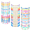 Jadive 48 Pcs Colorful Kids Friendship Bracelet Set Adjustable Stretch Beaded Bracelets Bracelet Preppy Heishi Surfer Bracelets