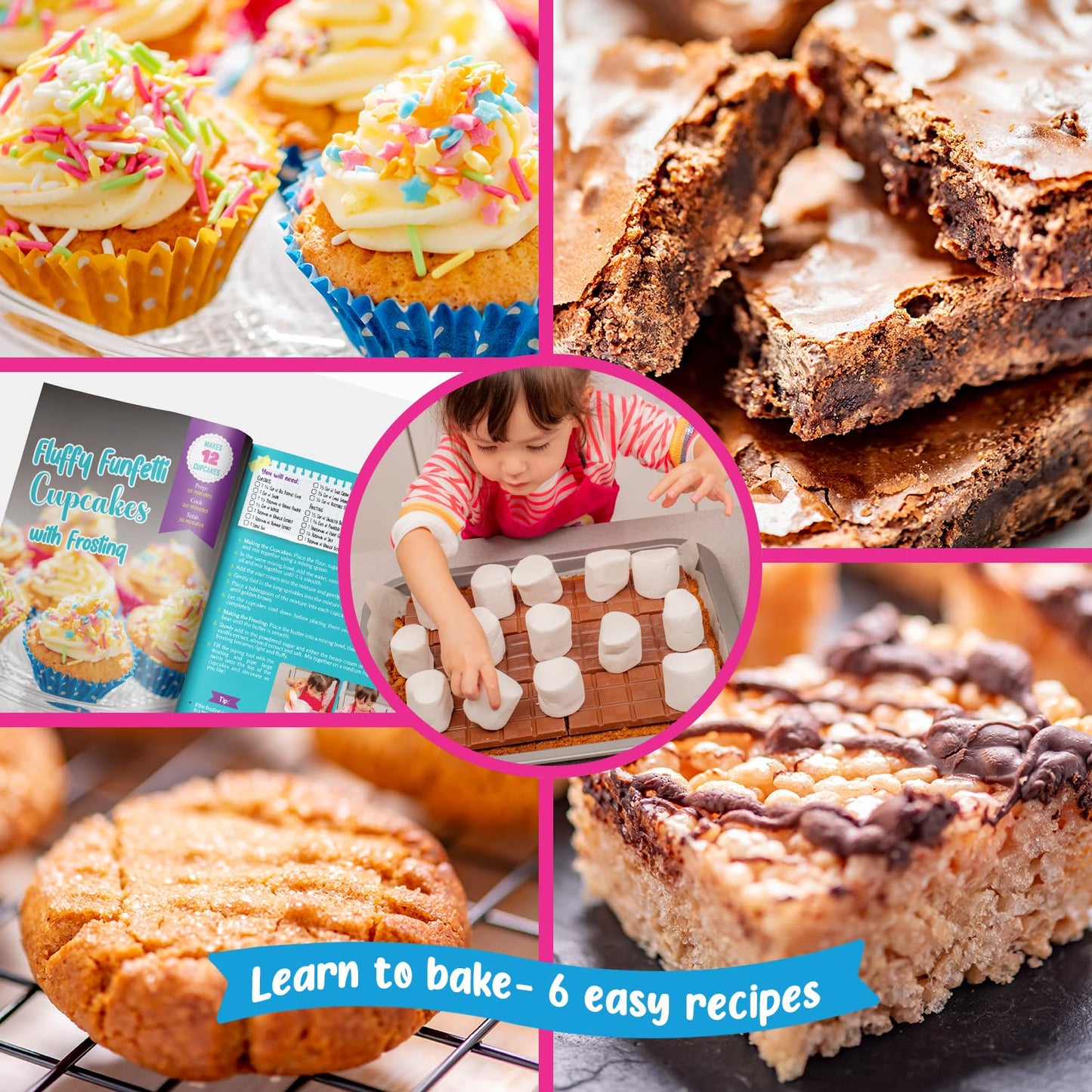 GirlZone Little Baker's Bakery Set, 40pc Kids Baking Set with Baking Utensils for Kids, Apron and Recipes to Make Yummy Baked Go
