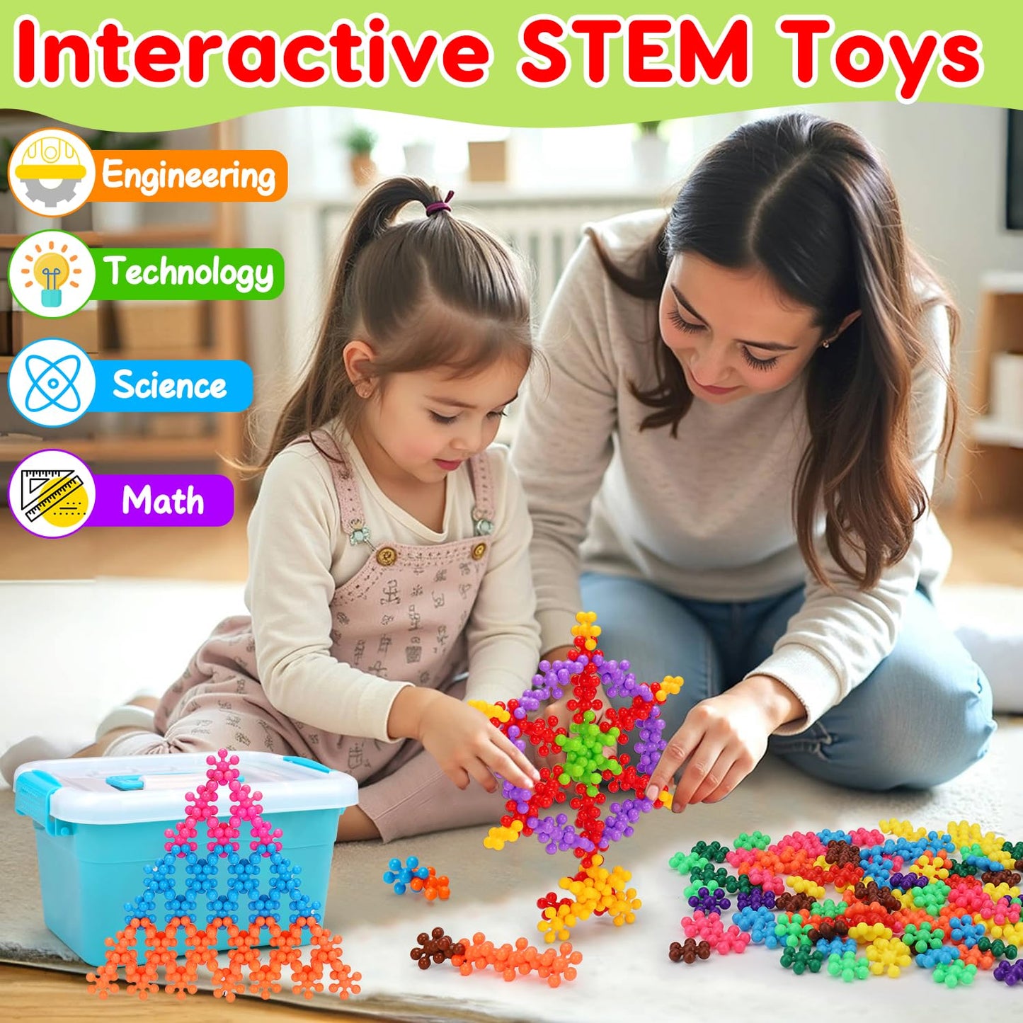 Kids Building Stem Toys For 3 4 5 6+ Year Old Boy Girl Birthday Gift, 300Pcs Educational Interlocking Discs Building Blocks For Kids Ages 3-5 4-8 5-7 Preschool Classroom Manipulatives Creative Games