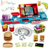 Wee Wonders 63PCS Cash Register for Kids, Kids Cash Register with Real Calculator, Pretend Play Store with Music/Motorized Conve