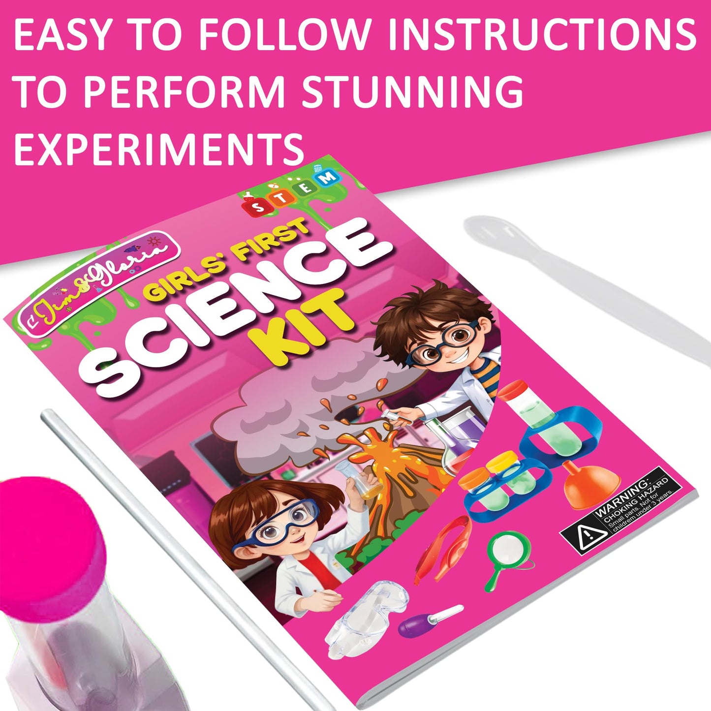 Jim&Gloria Girls Science Kits For Kids Age 5-7 8-12 Year Old Birthday Gifts For Girls Easter Gifts, Learning & Educational Toys, Stem Toys, Chemistry Set, Science Experiments For Kids Volcano Projects