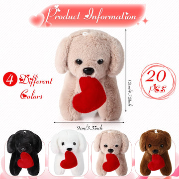 Syhood 20 Pcs Mini Labrador Plush Dogs 4.72 Inches Puppy Dog With Filled Heart And Keychain Cute Stuffed Animal Soft Toy Party F