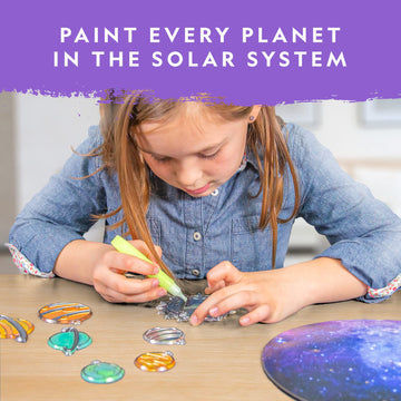 Blue Marble National Geographic Kids Window Art Kit - Stained Glass Solar System, Glow in The Dark Planets, NGGLASS, Hanging Decor