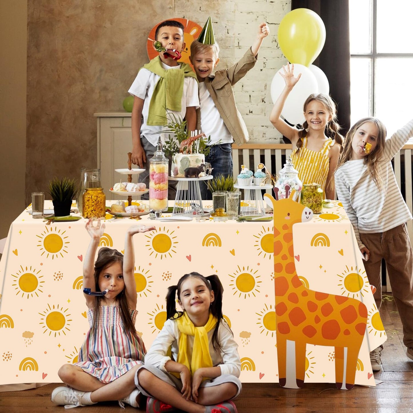 4 Pack Boho Sun Birthday Party Tablecloths Boho Hippie Sunshine Table Covers Rainbow Groovy Tablecloths Retro Hippie Table Cover