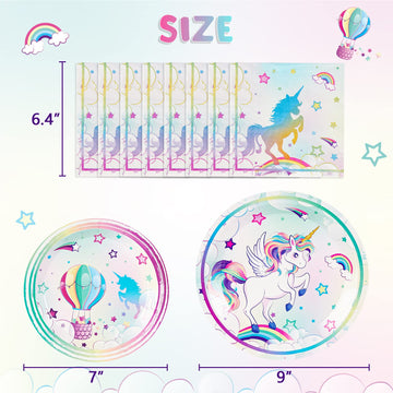 Wernnsai Unicorn Party Plates And Napkins - Rainbow Unicorn Party Supplies For Girls Disposable Dinner Dessert Plates Napkins Tableware Set Serves 16 Guests 48 Pcs
