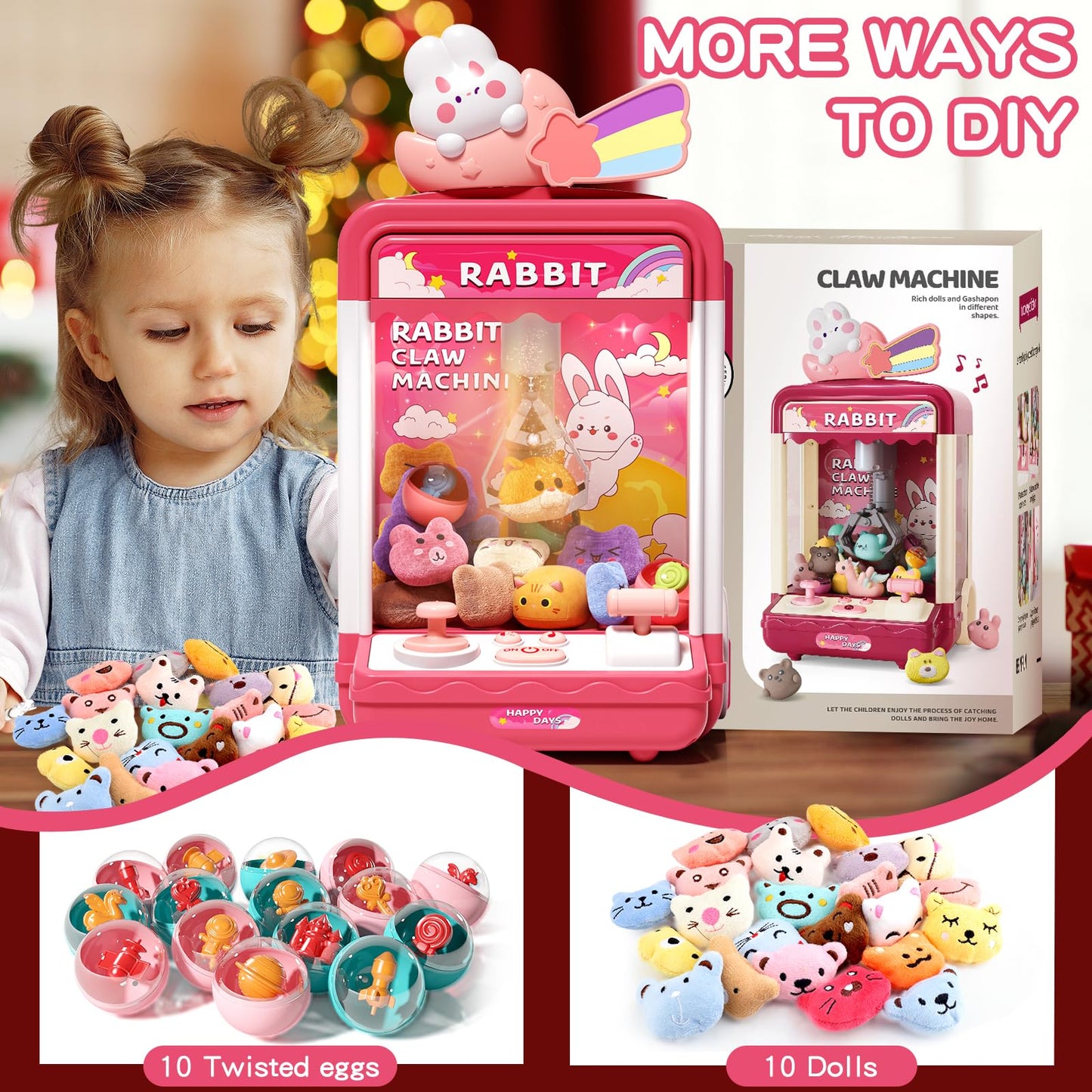 Aiqi Kids Claw Machine, Mini Candy Vending Grabber, Prize Dispenser Toys For Girls And Boys, Electronic Claw Game Machine For Pa