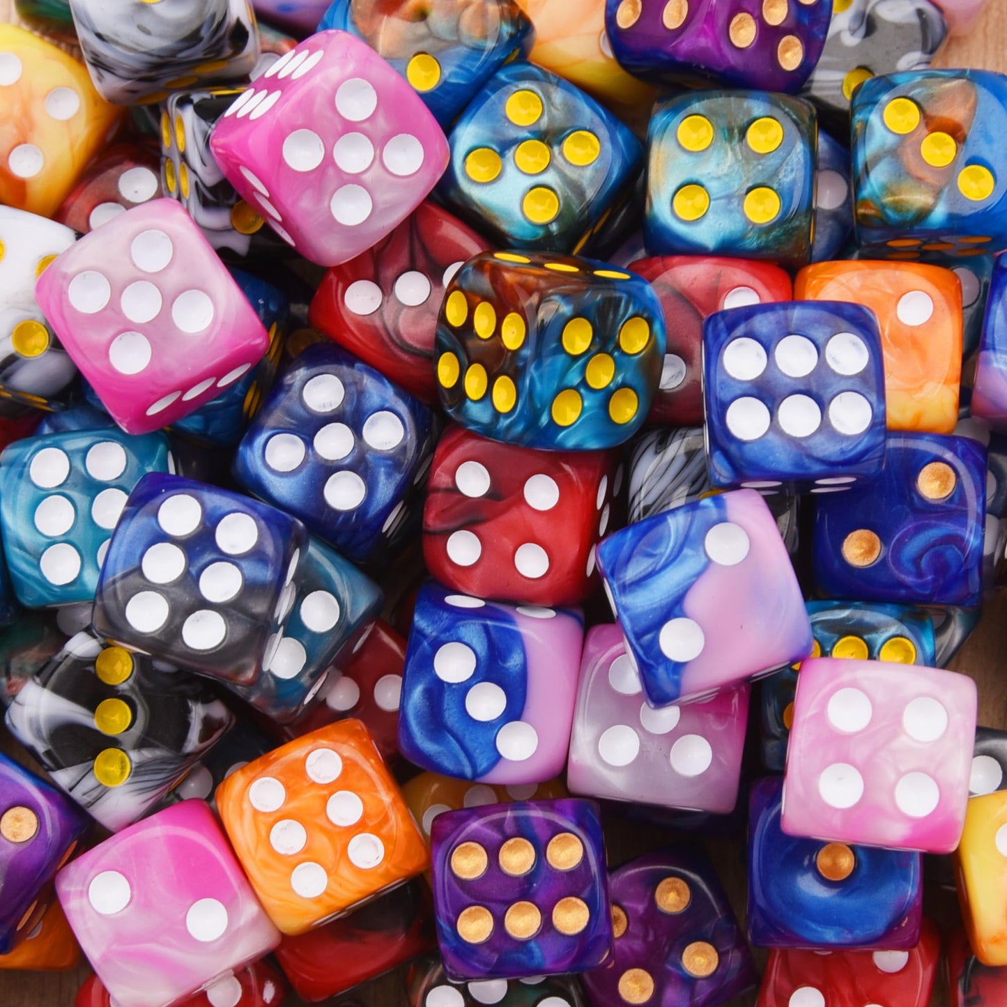 AUSTOR 100 Pieces 12mm Dice 6 Sided Game Dice Two Tone Round Corner Dices Tiny Dice for Tenzi, Farkle, Yahtzee, Bunco or Teachin