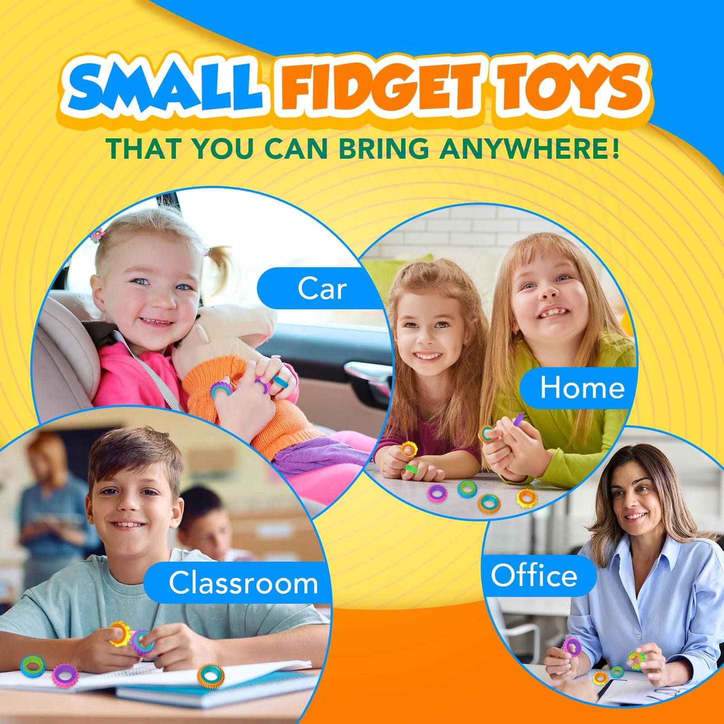 Fidget Toys Sensory Rings For Kids: 24 Pack Finger Rings - Quiet Stress Toys For Kids Autism Calming - Fun Fidgets For Classroom