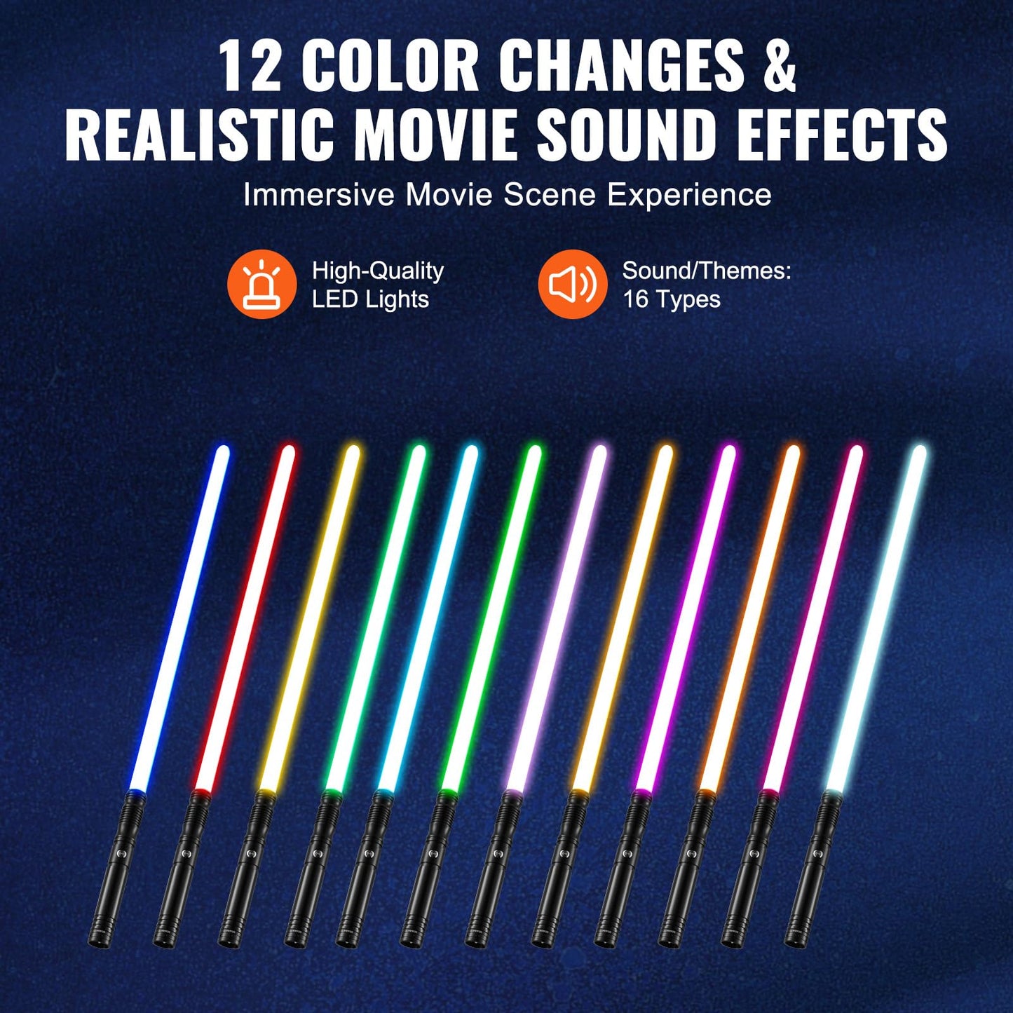 VEVOR Lightsaber - Dueling Light Saber, 12 RGB Colors, 16 Sound Fonts, 40" Aluminum, Model TSK-E06A, Type-C Charging, for Adults & Kids