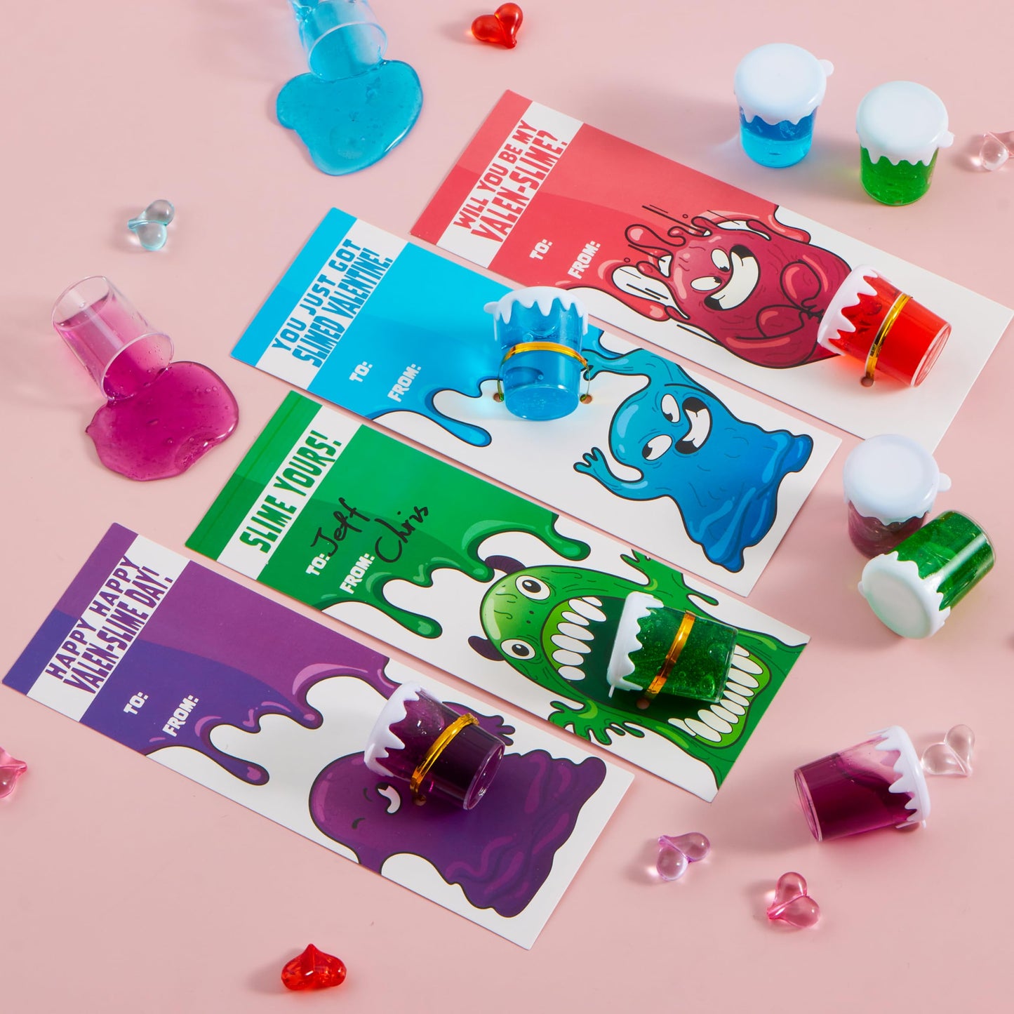 Joyin 28 Pcs Valentines Day Gifts Cards For Kids With Slime Stress Relief Fidget Toy For Classroom Exchange Cards Prize And Vale